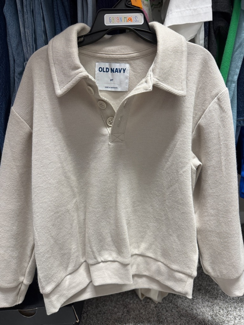 Old Navy Beige Button-Front Collar Pullover